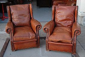 Vintage French Club Chairs Petite Normandie Wingbacks