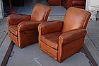 Vintage French Club Chairs Jean Jacques Slopeback Pair
