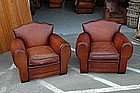 French Club Chairs Restored Dark Cafe Moustache Pair