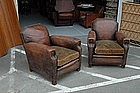 Vintage French Club Chairs Bambino Nail Head Pair