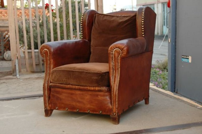 French Club Chair Classic Nailed Wingback Single
