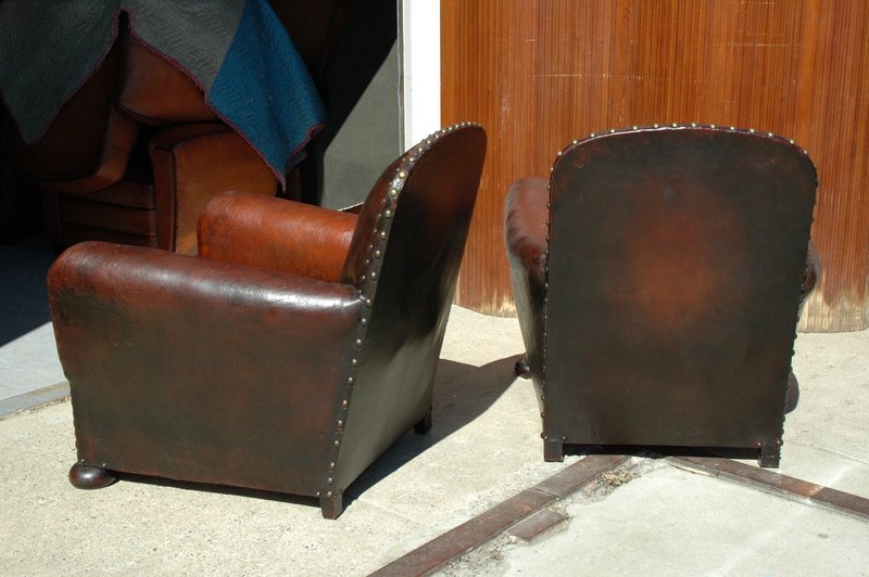 Vintage French Club Chairs - Versailles Nailed Pair