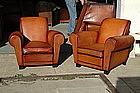 French Leather Club Chairs Place des Vosges Caramel