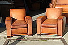 French Club Chairs Squareback Library Pair