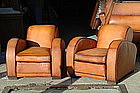 French Leather Club Chairs Erton Le Mans Pair