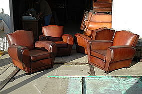 French Club Chairs Set of Four Classic Moustache Backs