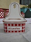 Vintage French Enamel Matchbox Red White Enamelware