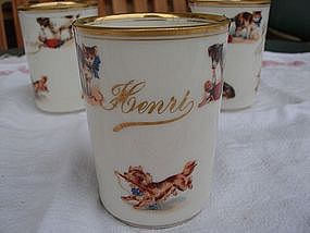 Antique French Porcelain Child's Baby Cup "Henri" Mehun