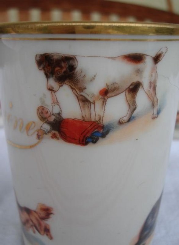Antique French Porcelain Child's Baby Cup Eugene Mehun
