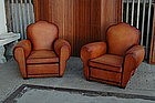 French Leather Club Chairs Treffle Brule Classic