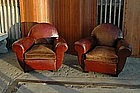 Vintage French Club Chairs Mahogany Cinema Round Pair