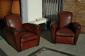 Vintage French Club Chairs Chocolate Paris Rollback