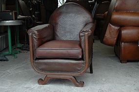 Vintage French Leather Club Chair Clovis Gothic Single