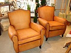 Vintage French Leather Club Chairs - Petite Moustache