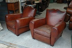 Vintage French Club Chairs - Deauville Moustache Pair