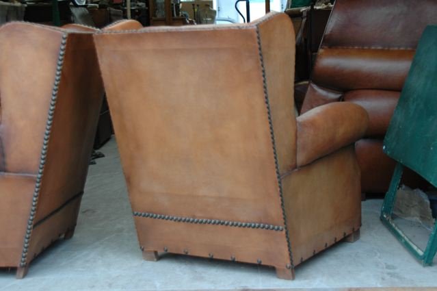 Vintage French Club Chairs - Excelsior Wingback Pair
