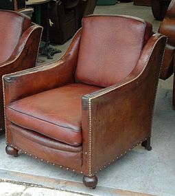 Vintage French Leather Club Chair Trocadero Swoop