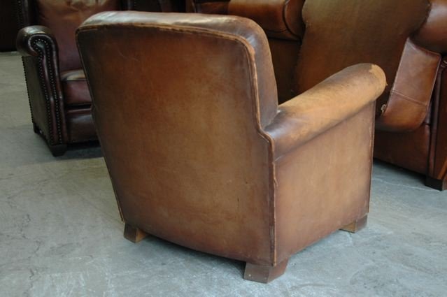 Vintage French Leather Club Chair Etampes Single