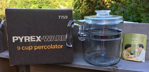 Glass Pyrex Flameware Coffee 6- 9 Cup Percolator 7759 B