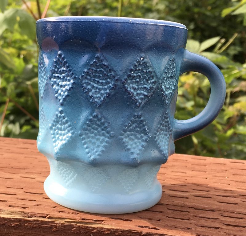 Fire King Anchor Hocking Blue Camelot Thumbprint Mug