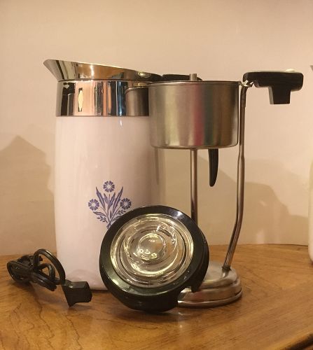 Vintage Blue Cornflower Corning Ware Coffe Pot Percolator 10 C P-80-EP