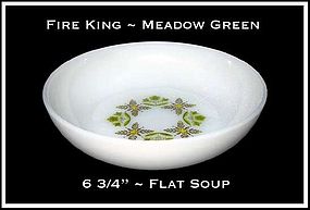 Fire King Meadow Green 6 5/8" Flat Soup Bowl