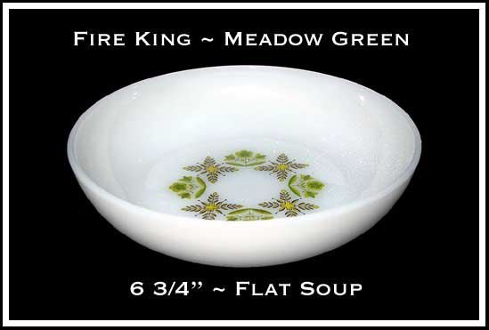 Fire King Meadow Green 6 5/8&quot; Flat Soup Bowl