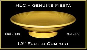 HLC Genuine Fiesta 1930's Org Ftd 12" Fruit Bowl~Signed