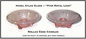 Hazel Atlas Royal Lace Pink ~ Rolled Edge Candles