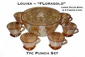 Louisa "Floragold" 7pc Punch Set ~ Carnival Colored Set