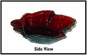 Fire King Royal Ruby Maple Leaf Shaped Relish/Mint Dish