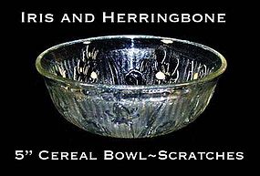 Jeannette Iris and Herringbone 5" Cereal Bowl-Scratches