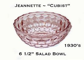 Jeannette "Cubist" Pink 6 1/2" Salad Bowl