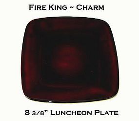 Fire King Royal Ruby Charm 8 3/8" Luncheon Plate