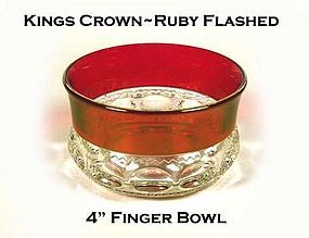 Tiffin U.S. Glass King's Crown Ruby Flashed Finger Bowl
