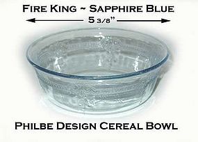 Fire King Philbe Sapphire Blue 5 3/8" Cereal Bowl