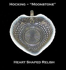 Hocking Moonstone Heart Shaped Relish Dish