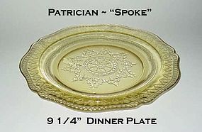 Federal Glass ~ Patrician Spoke ~ Amber Dinner Plate