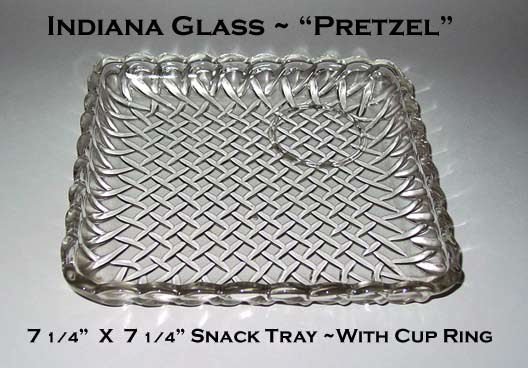 Indiana ~ Pretzel ~ 7&quot; X7&quot; Square Snack Tray W/Cup Ring