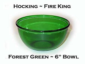 Fire King Forest Green 6 Inch Beaded Edge Bowl