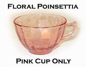 Jeannette Glass ~ Floral Poinsettia Pink Cup Only