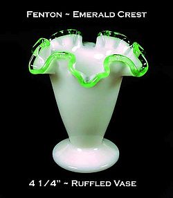 Fenton Glass ~ Emerald Crest ~ Ruffled Vase