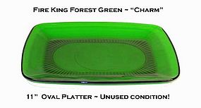 Fire King Forest Green "Charm" 11" Platter ~ Nice!