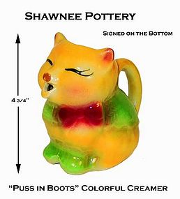 Shawnee Original Puss In Boots Creamer W/Vivid Colors