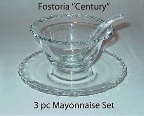 Fostoria "Century" 3pc Mayonnaise Set W/Plate & Spoon