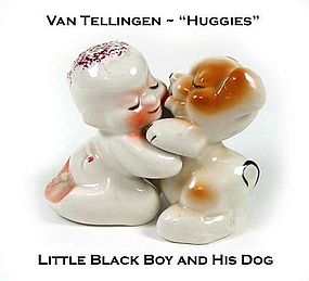 Black Boy & Dog Van Tellingen Huggie S & P Shakers Nice