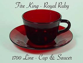 Fire King Royal Ruby 1700 Line Cup and Saucer