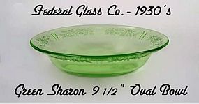 Green Sharon 9 1/2" Oval Vegetable Bowl-Federal