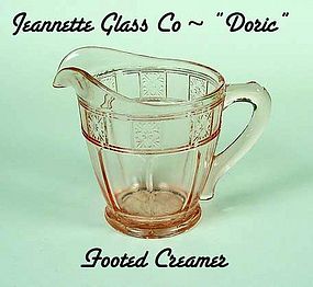Jeannette Glass Doric Pink Footed Creamer