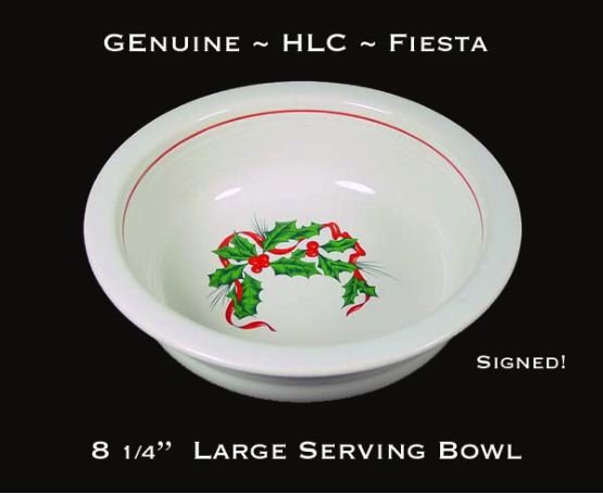 HLC Genuine Fiesta Christmas Holly 8 inch Serving Bowl